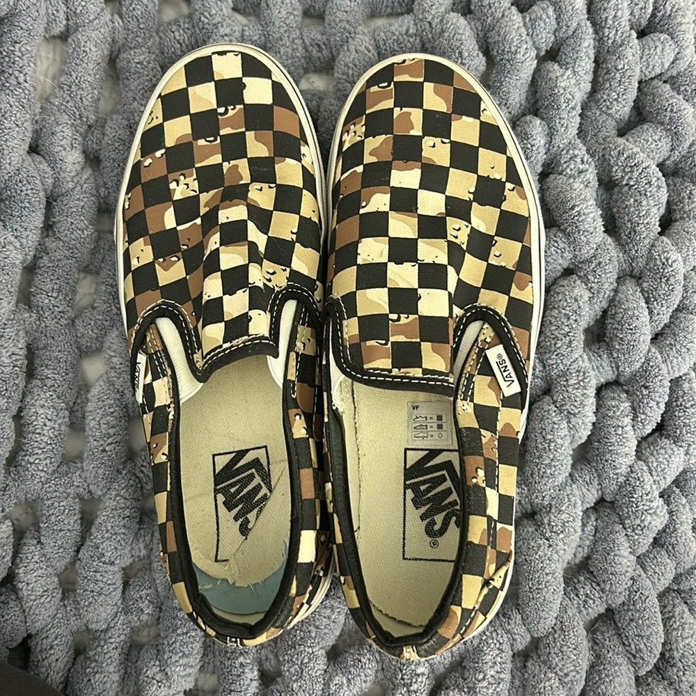 EUC Vans Slide On Shoes - Size 8 - Desert Camo Checkered